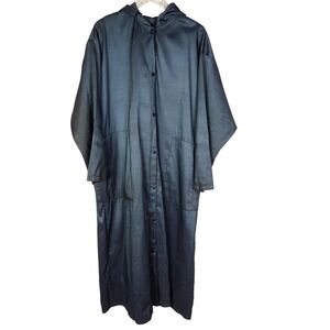 BABETTE San Francisco Coat Womens Medium Blue Gray Hooded Long Duster Jacket USA